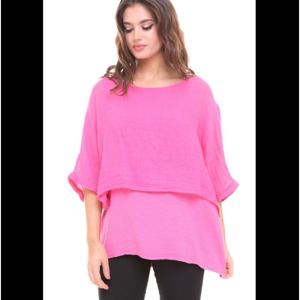 Umgee pink Layered Spring Tunic Top Size Small Lightweight lagenlook sk0015039